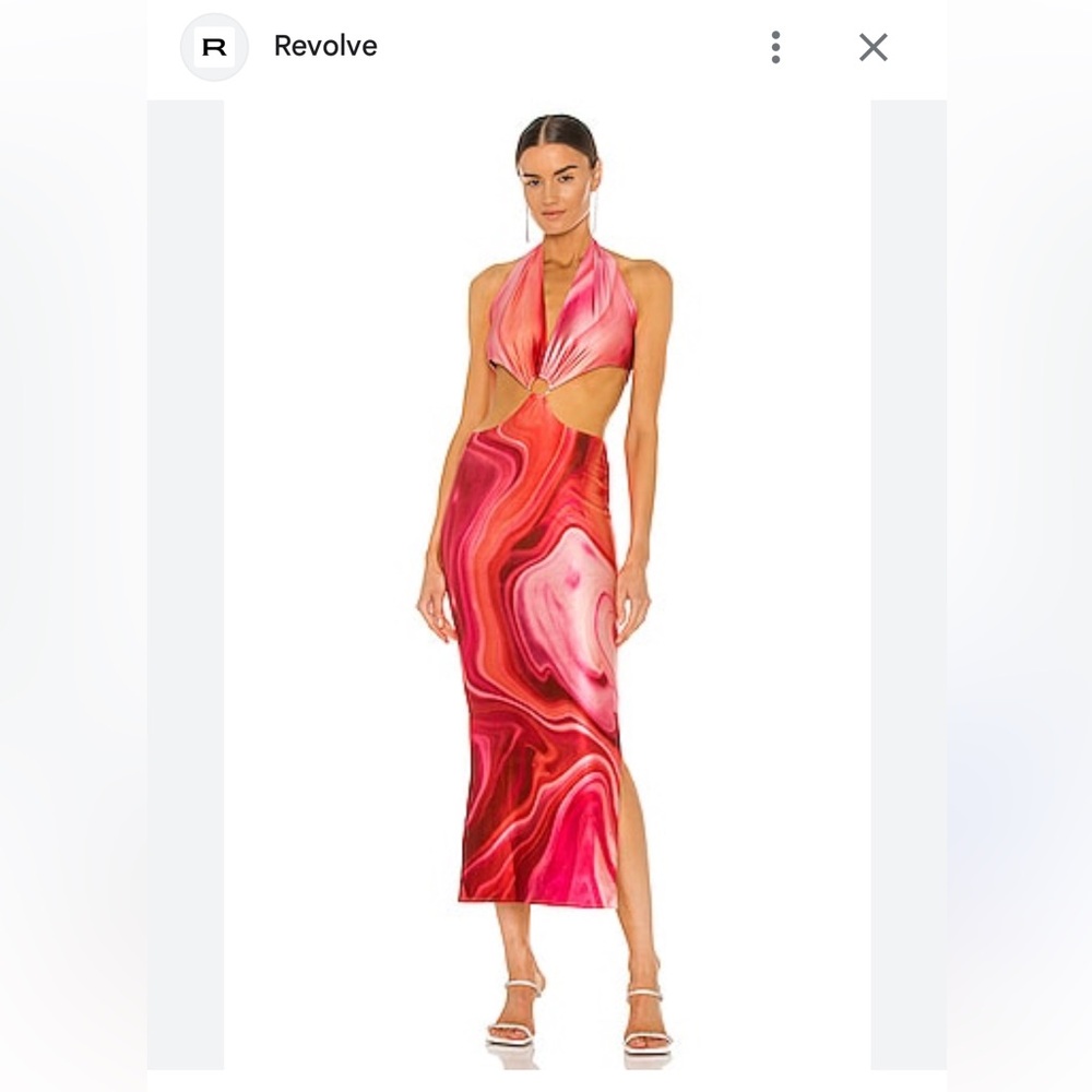 Farai London Backless Swirl Dress in Red and Pink
